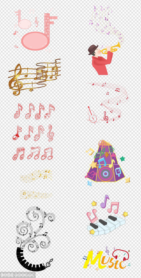 音符   音乐   插画   金色    紫色  立体  符号  PNG免扣设计素材 - 源文件
