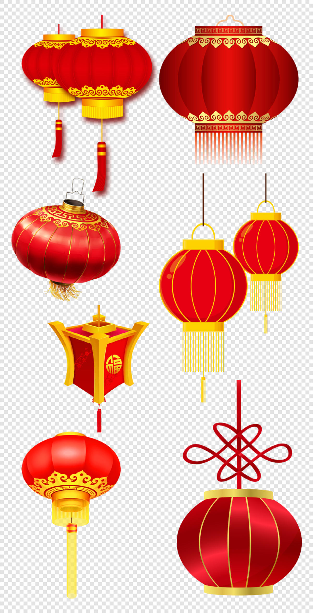 中国红  灯笼  金色   喜庆   春节   灯光   热闹   PNG免扣设计素材