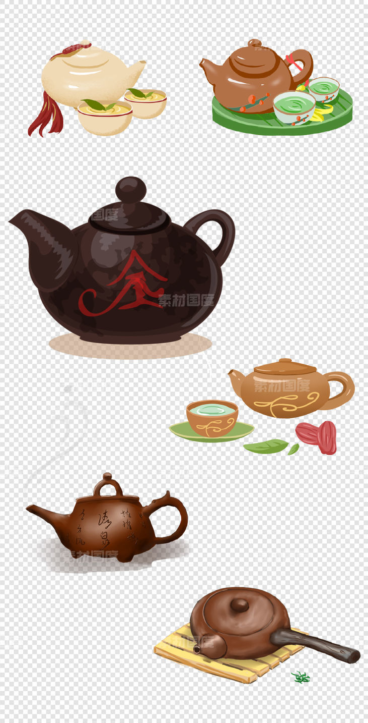 茶艺   茶杯   禅意  文化  中国风   茶叶    茶壶  PNG免扣设计素材