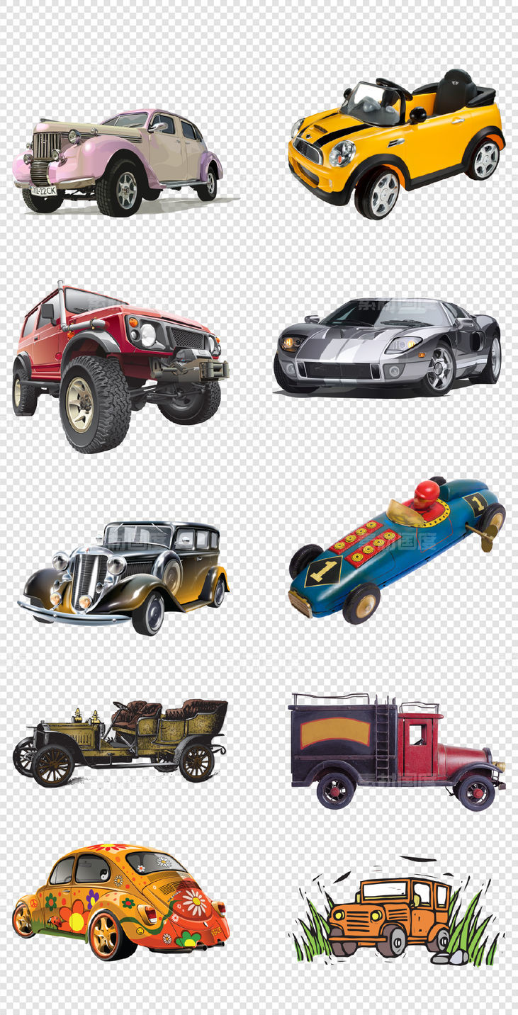 复古   仿古   玩具车   模型   赛车  小汽车  PNG免扣设计素材