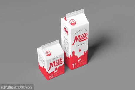 牛奶包装贴图样机psd素材 - 源文件