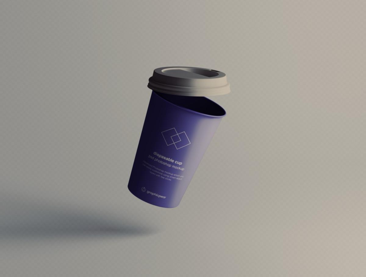 一次性咖啡纸杯贴图样机psd素材