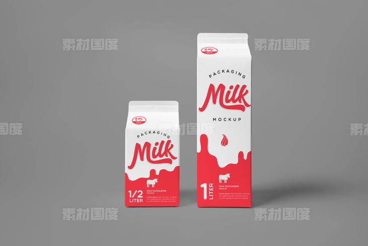 牛奶包装贴图样机psd素材