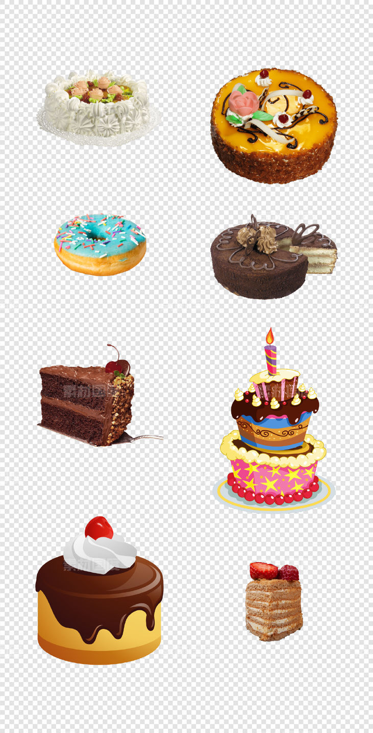 蛋糕    巧克力蛋糕  生日蛋糕  蜡烛   草莓     PNG免扣设计素材