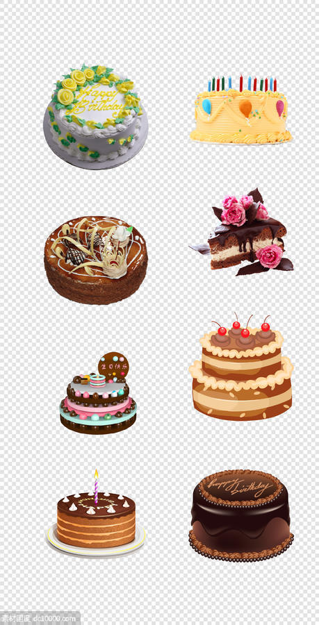 蛋糕    巧克力蛋糕  生日蛋糕  蜡烛   草莓     PNG免扣设计素材 - 源文件