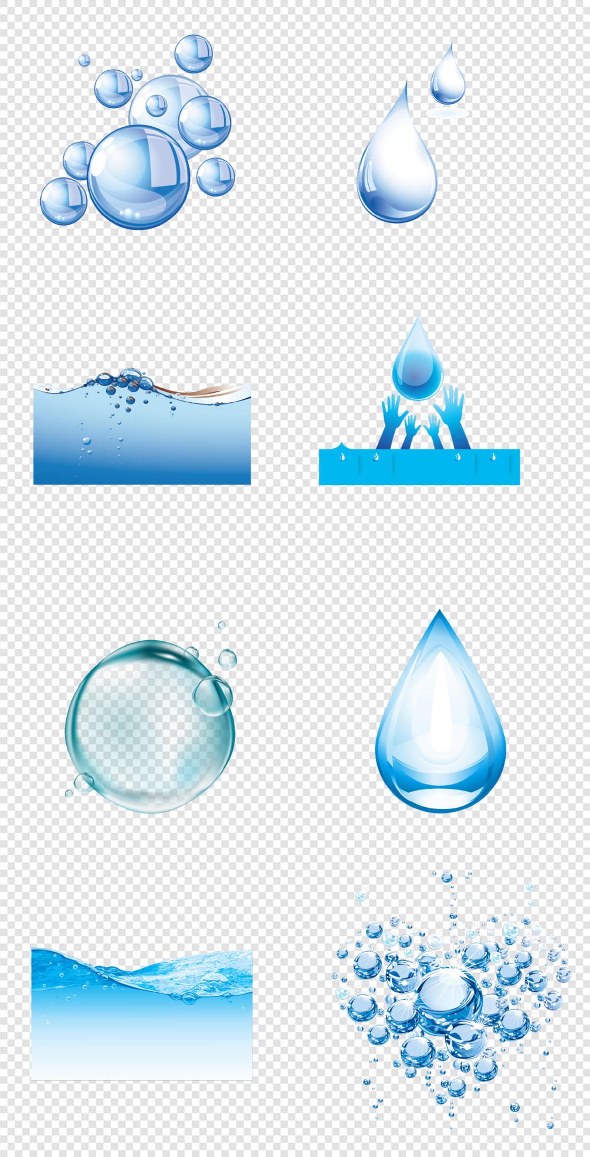 水滴  飞溅  黑白   水珠 波纹    蓝色水花   PNG免扣设计素材