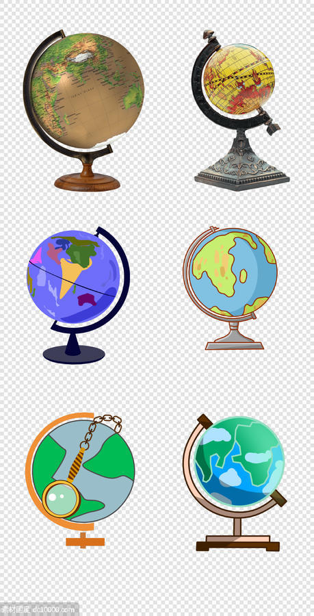 地球仪  卡通  教学工具   玩具  蓝色   PNG免扣设计素材 - 源文件