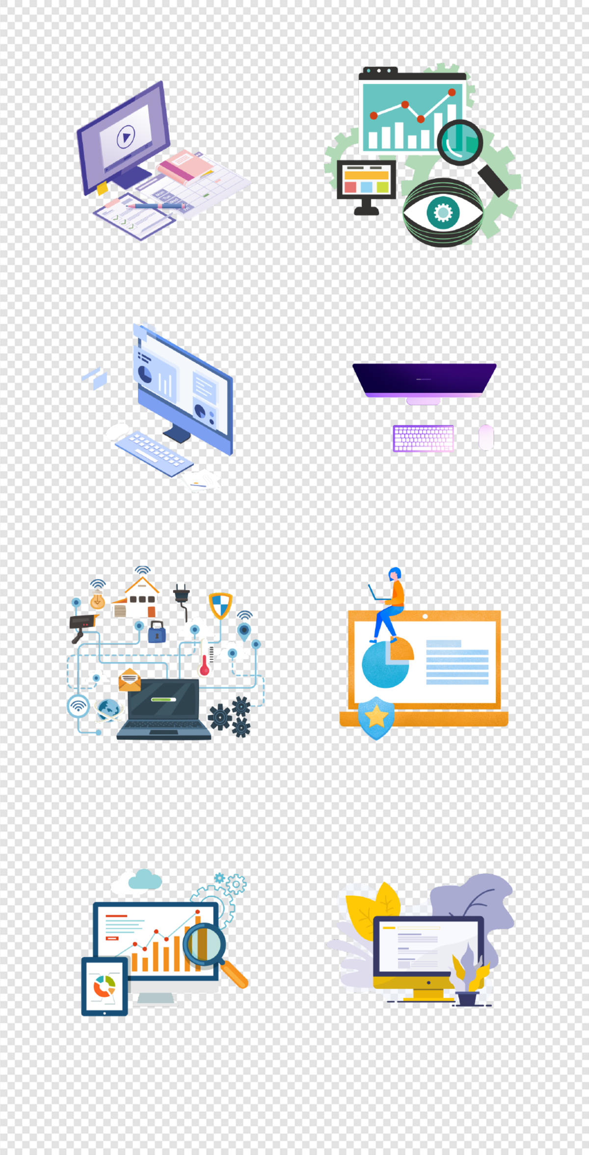 上班  插画   办公室   智能设备  电脑   办公设备   PNG免扣设计素材