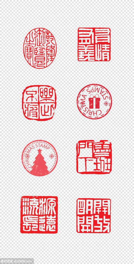 中国红  印章  异形   中式   传统  圆形    PNG免扣设计素材 - 源文件