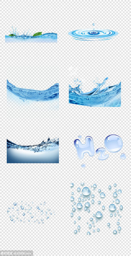 水滴  飞溅   蓝色  水珠   动感水花   清凉  透明   PNG免扣设计素材 - 源文件