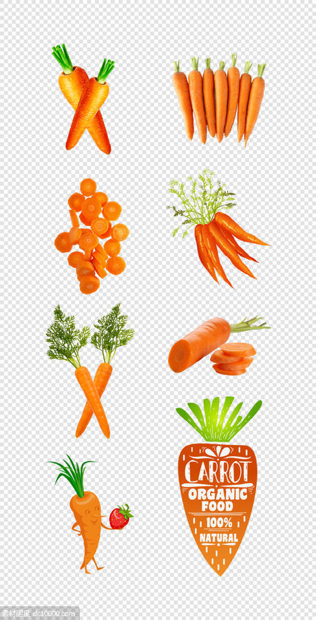 胡萝卜   红萝卜  插画   植物元素   红色  食物     PNG免扣设计素材  - 源文件