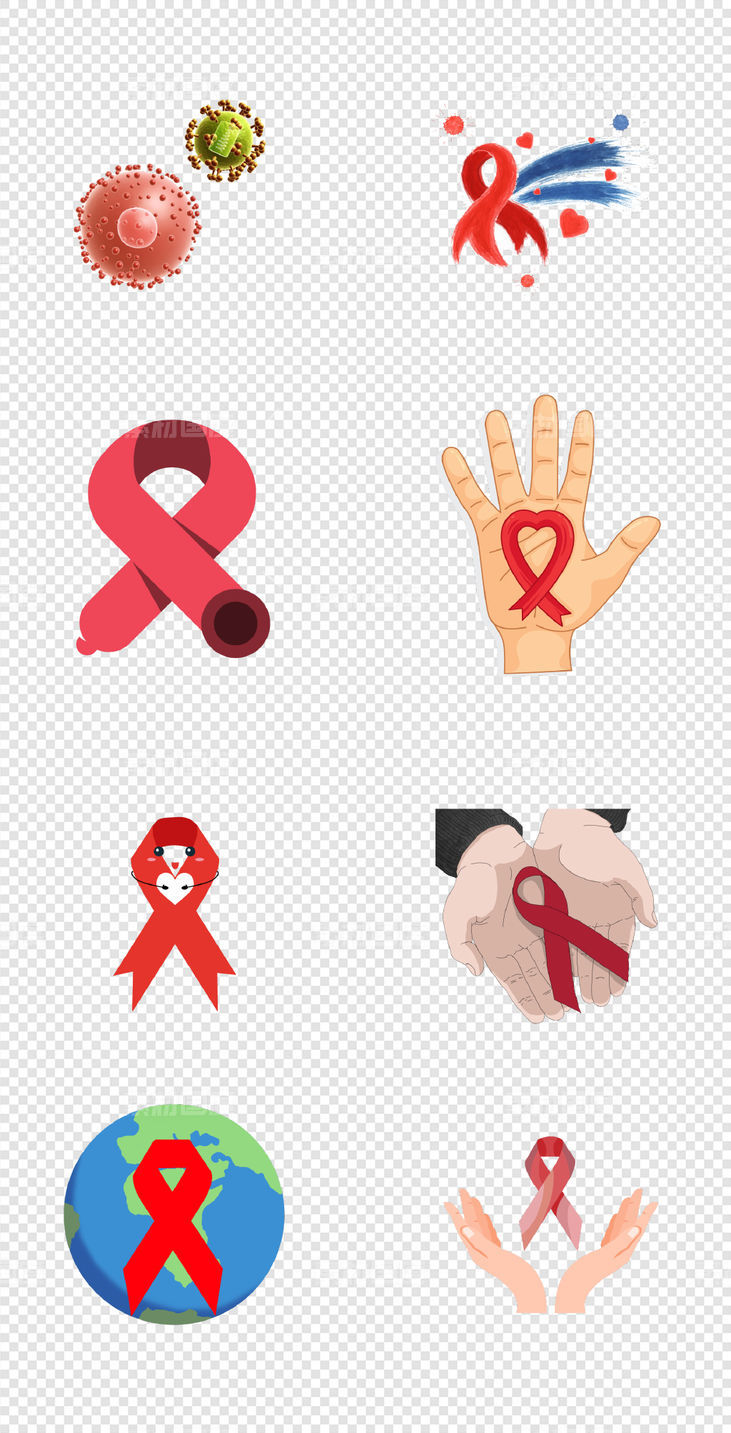 艾滋病红丝带     病毒  珍爱生命    预防艾滋      PNG免扣设计素材 