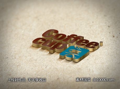 3D立体logo贴图样机psd素材-源文件-素材国度dc10000.com