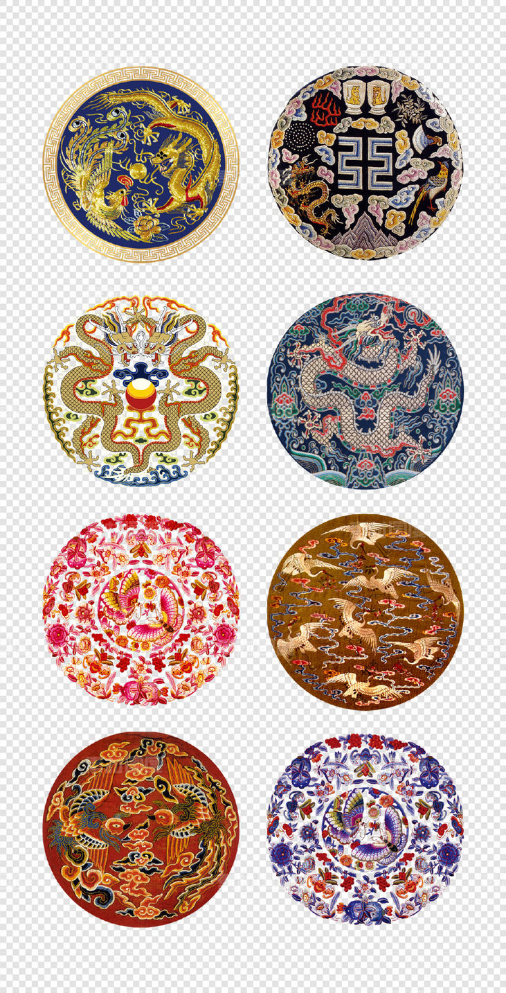 中式 传统   花纹   圆形边框    民族风  花鸟底纹  PNG免扣设计素材
