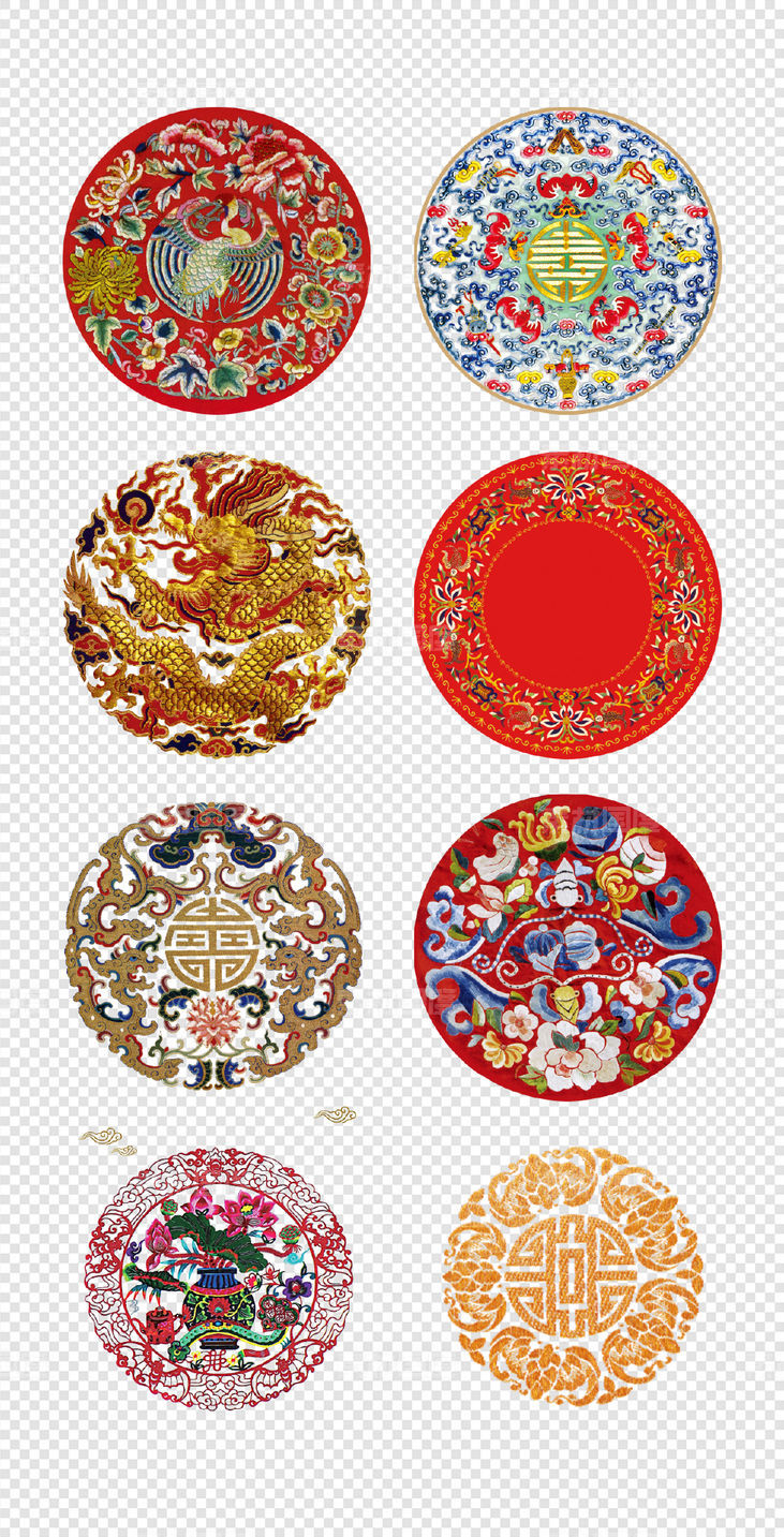 中式 传统   花纹   圆形边框底纹    民族风    PNG免扣设计素材