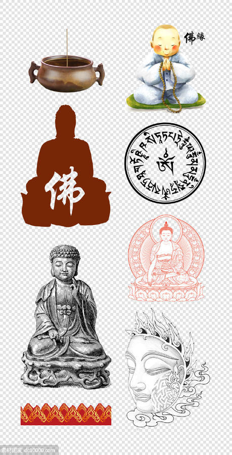 佛教   禅道    莲花    菩萨   和尚   雕像    PNG免扣设计素材 - 源文件