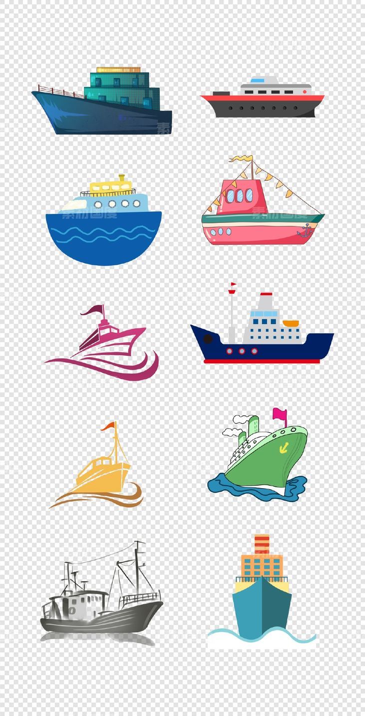 轮船   海洋   游轮   大海  祖国    国旗  插画   PNG免扣设计素材  