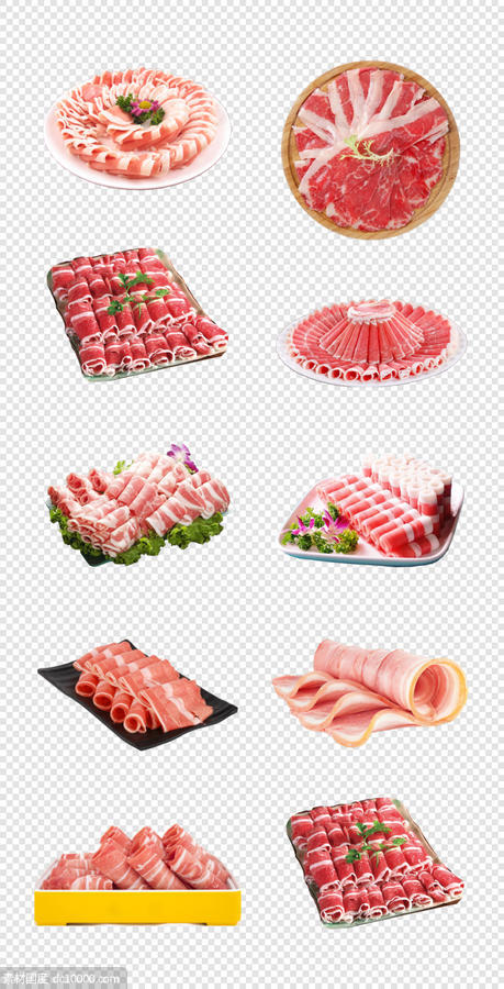羊肉卷   肉类  主食   蔬菜  拼盘   插画   PNG免扣设计素材  - 源文件
