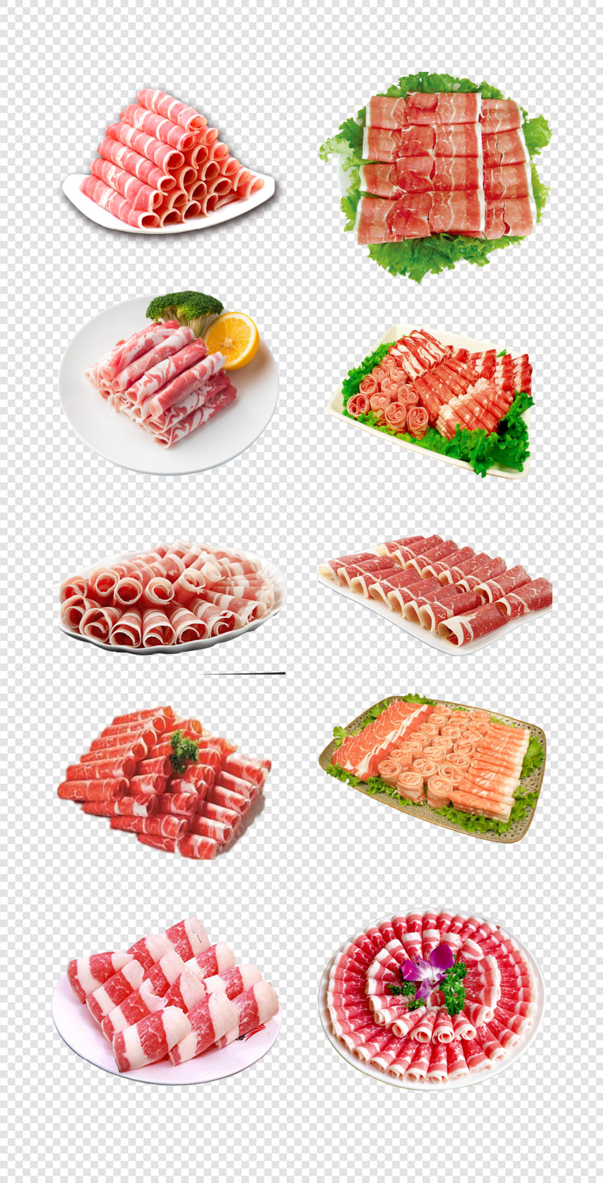 羊肉卷   肉类  主食   蔬菜  拼盘   插画   PNG免扣设计素材 