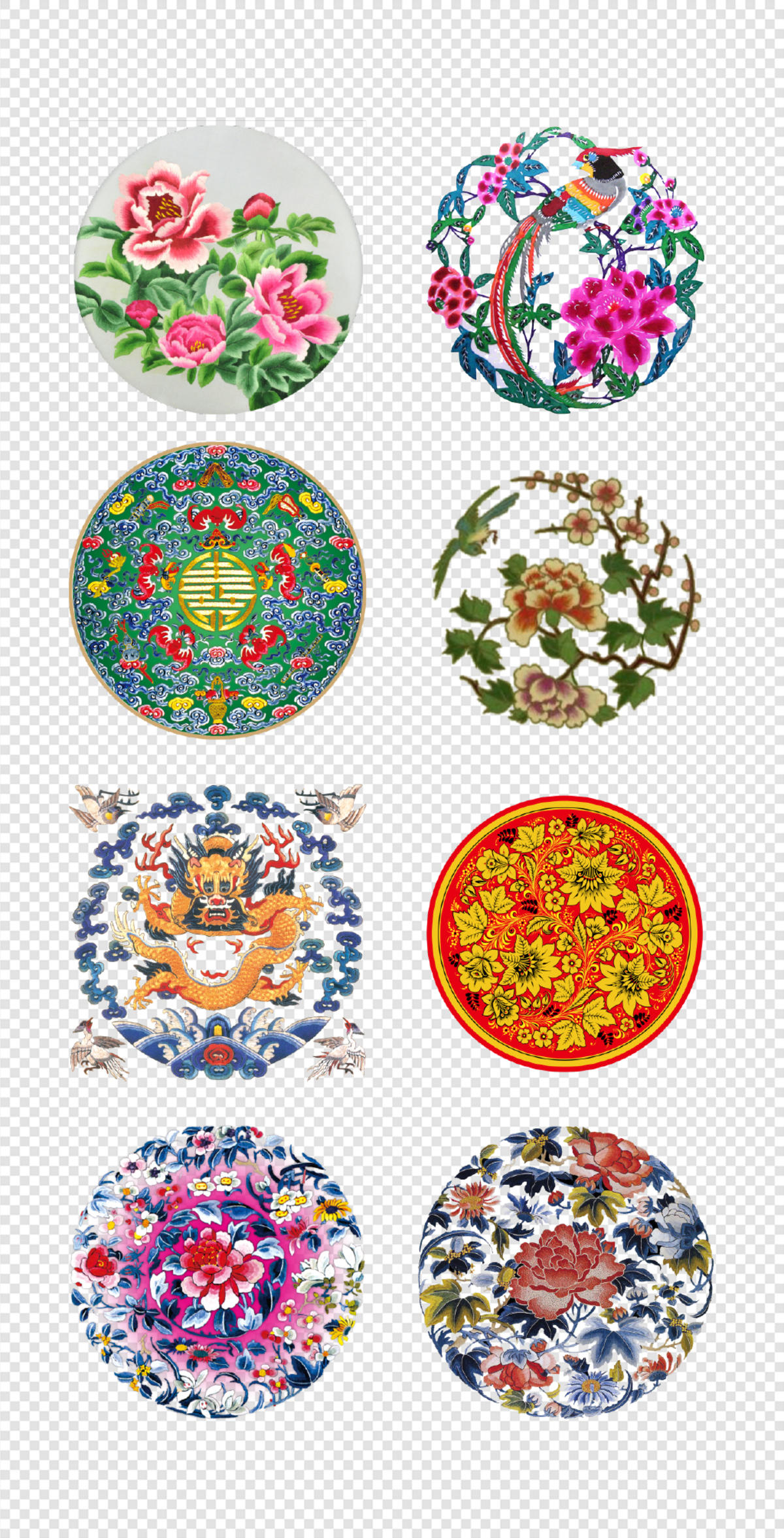 中式 传统   花纹  民族风  花鸟底纹  异形底纹   PNG免扣设计素材