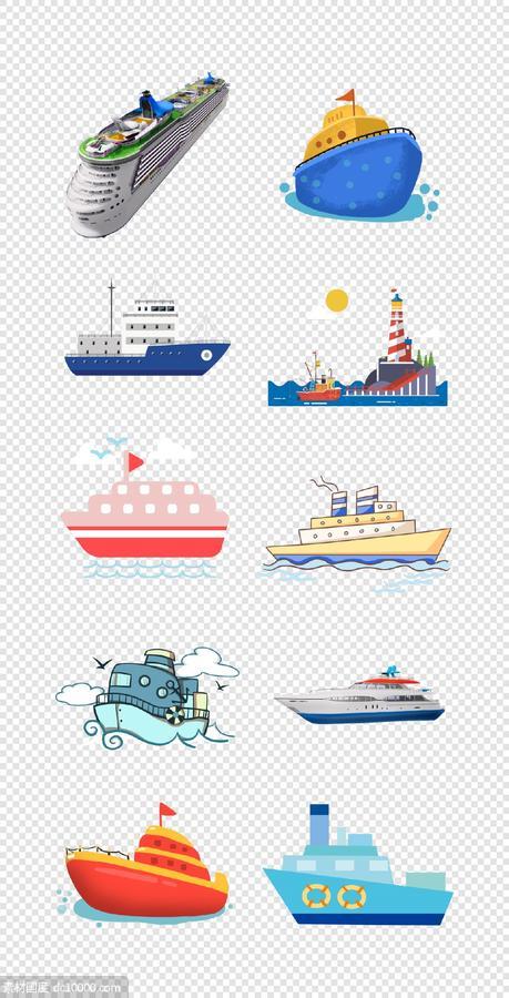 轮船   海洋   游轮   大海  祖国    国旗  插画   PNG免扣设计素材   - 源文件