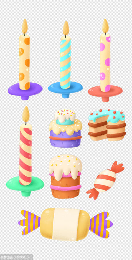 可爱卡通动物生日数字儿童蛋糕蜡烛礼物PNG免扣素材 - 源文件
