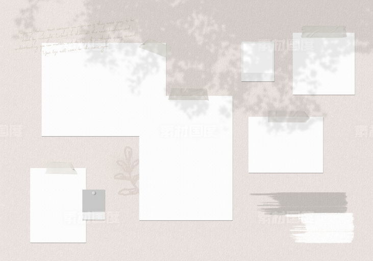 北欧简约创意树叶投影画框相册墙面展示PSD素材