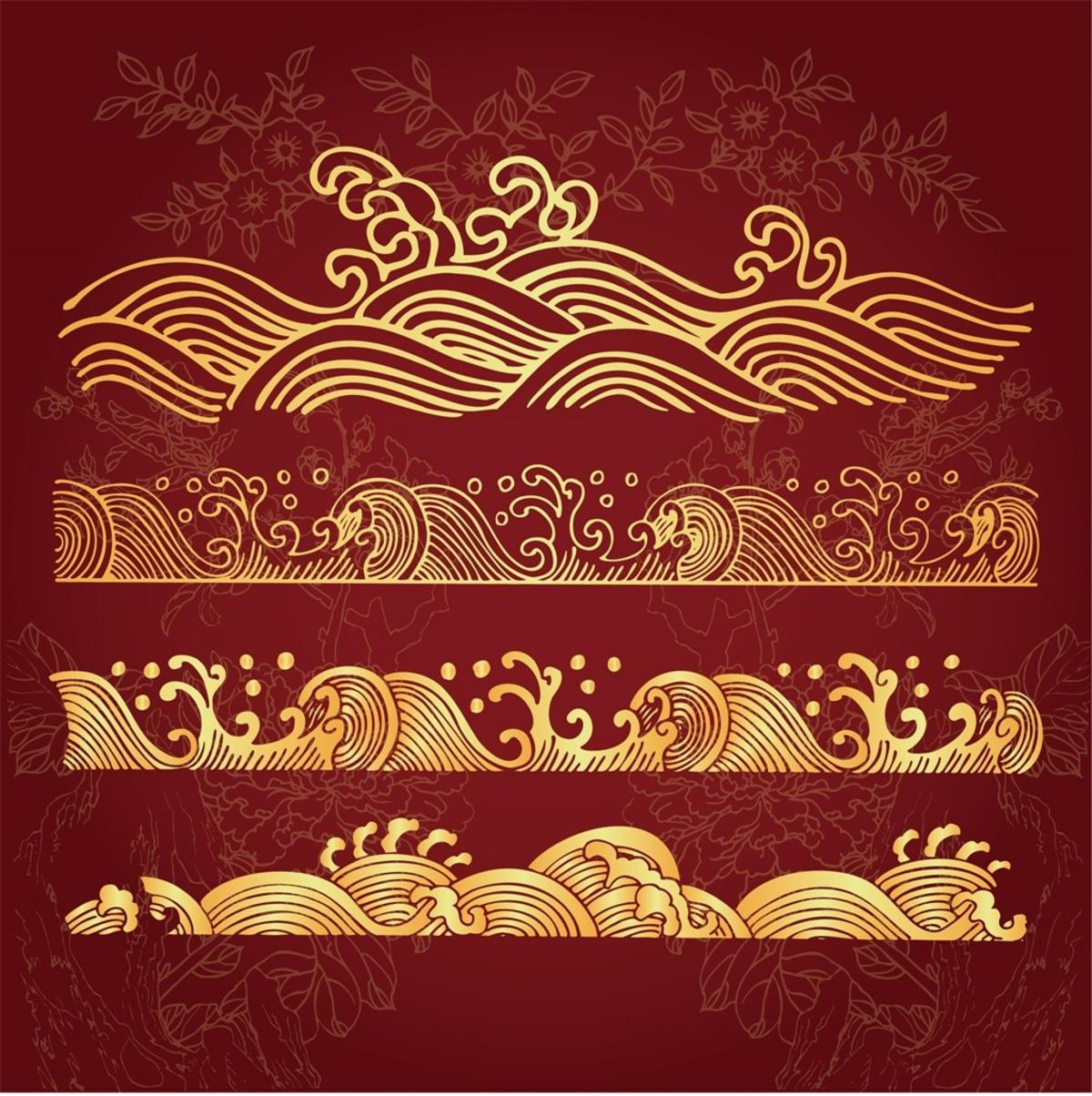 矢量中式水波纹图案