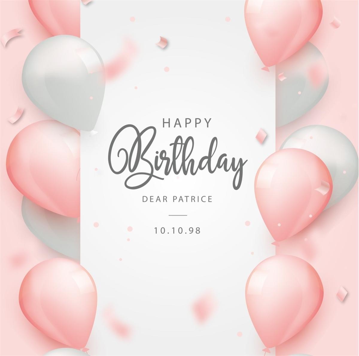 生日快乐粉色气球展板背景素材