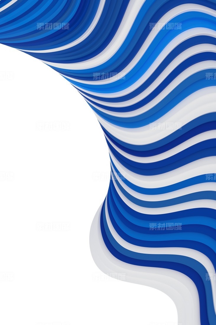 高清抽象3d波浪条纹蓝白背景jpg素材