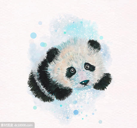 水彩 熊猫 动物 矢量图 - 源文件