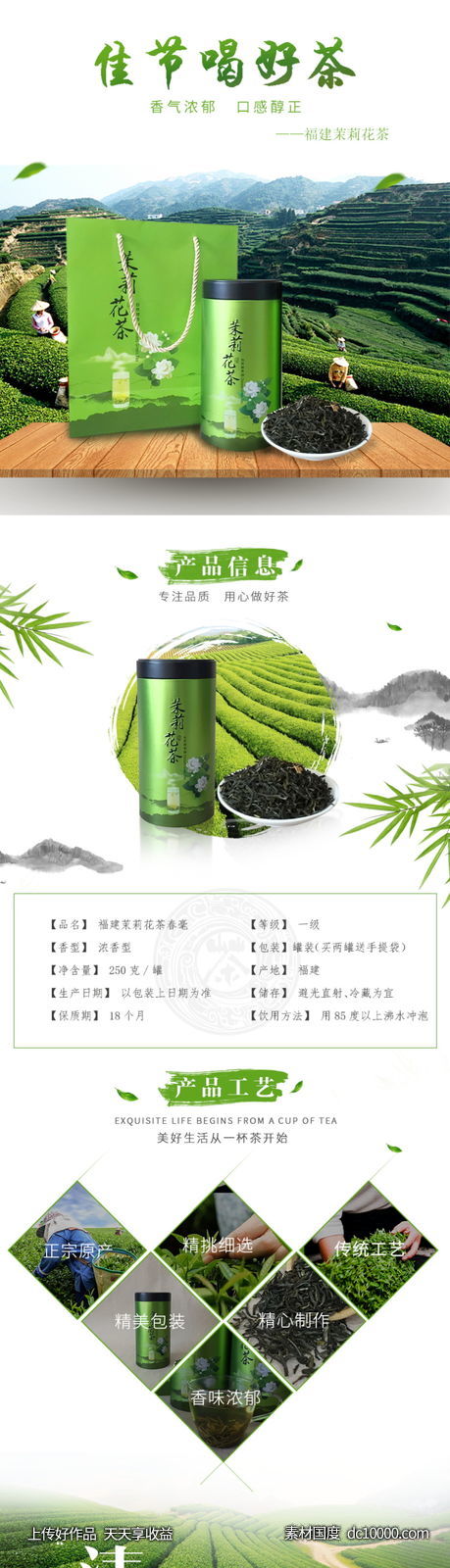 电商茶饮通用类详情页PSD模板网页-源文件-素材国度dc10000.com