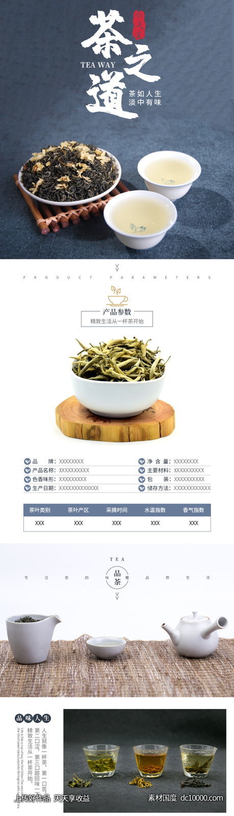 电商茶饮通用类详情页PSD模板网页 - 源文件