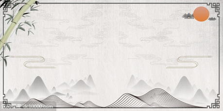 中式水墨水彩山水画海报 - 源文件
