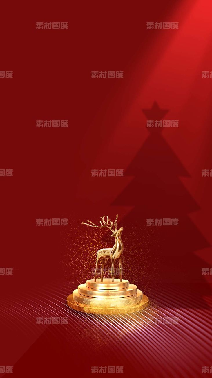 圣诞节金色小鹿背景