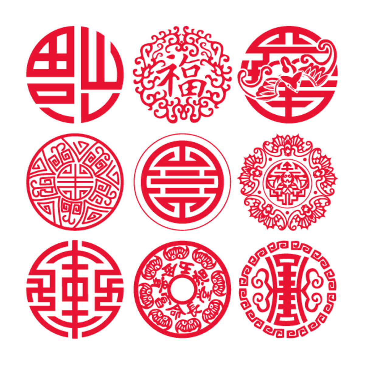 创意红色花纹福字