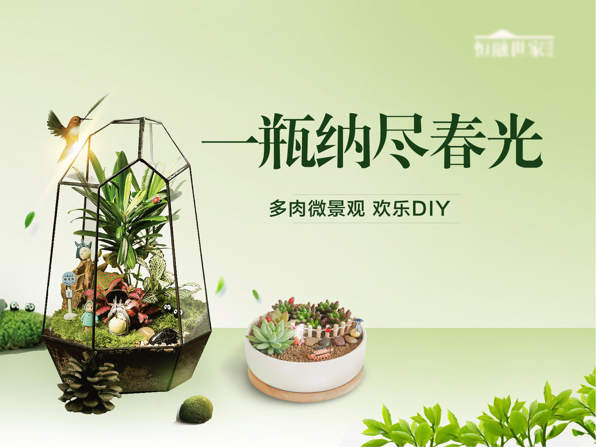 多肉春天绿植植树节地产展板diy微缩景观