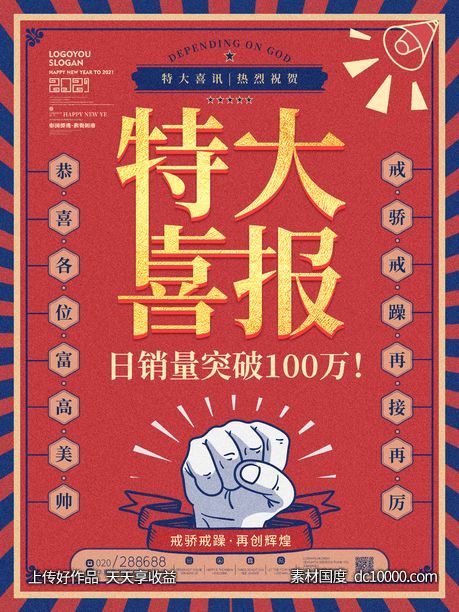 复古风销售喜报战报特大喜报动态海报-源文件-素材国度dc10000.com