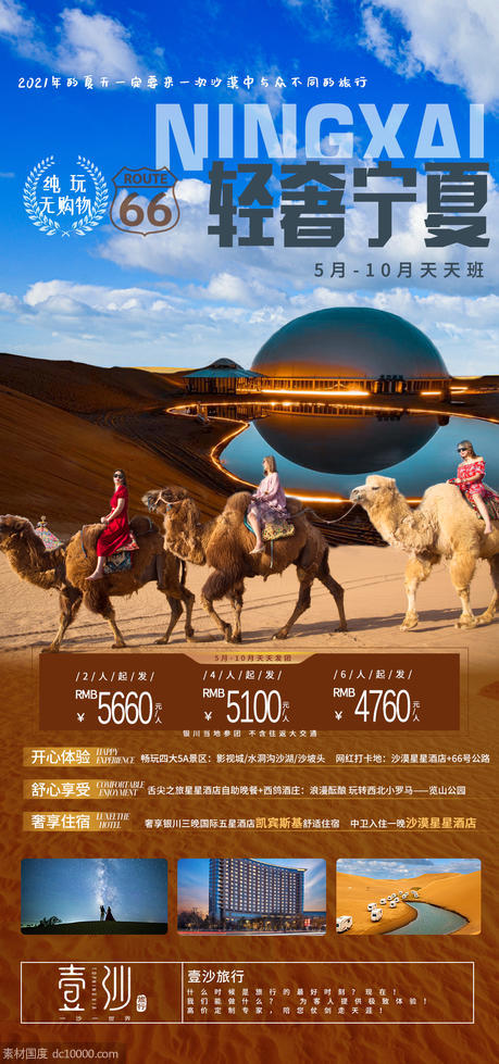 轻奢宁夏沙漠骆驼西北旅游海报 - 源文件