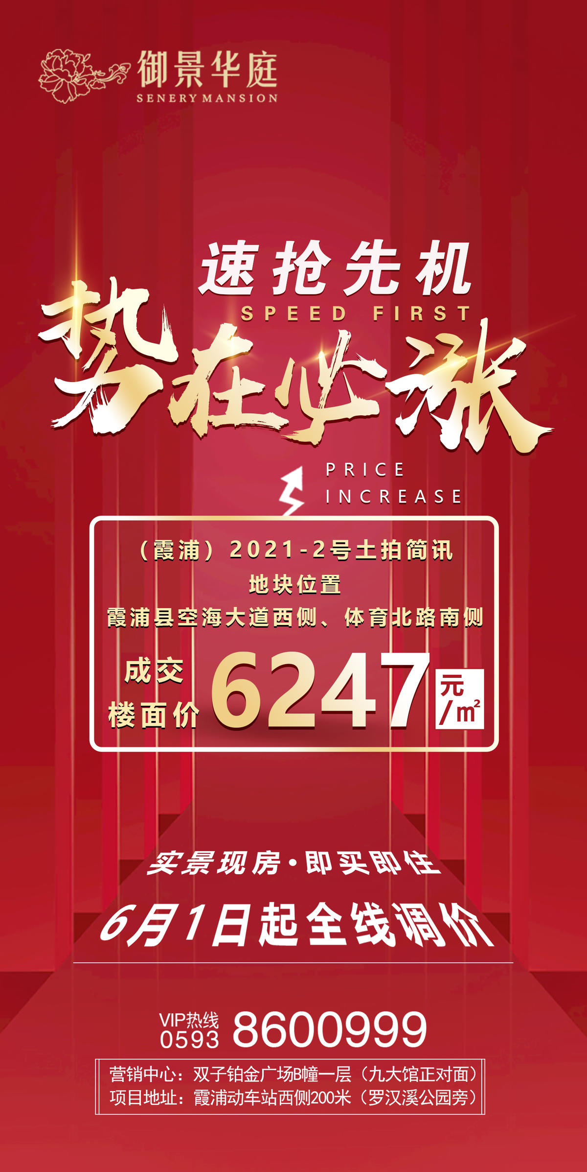 红色土拍涨价宣传图房地产