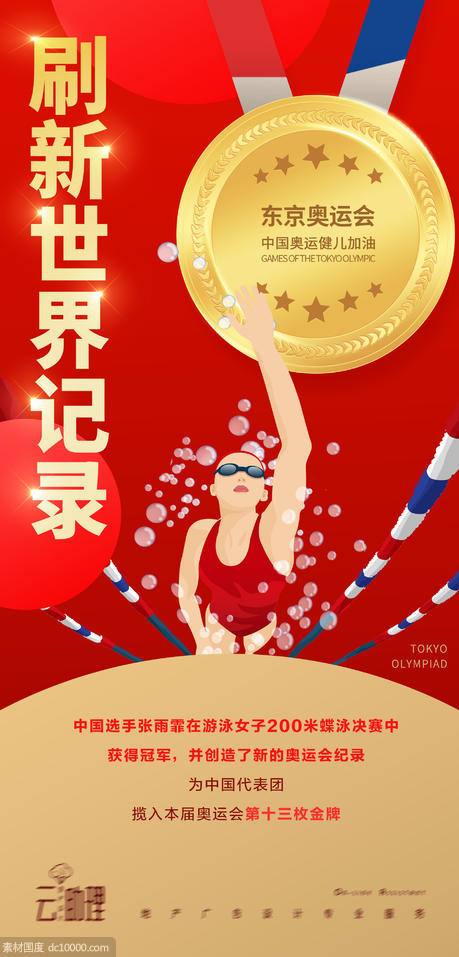 奥运会蝶泳冠军海报 - 源文件