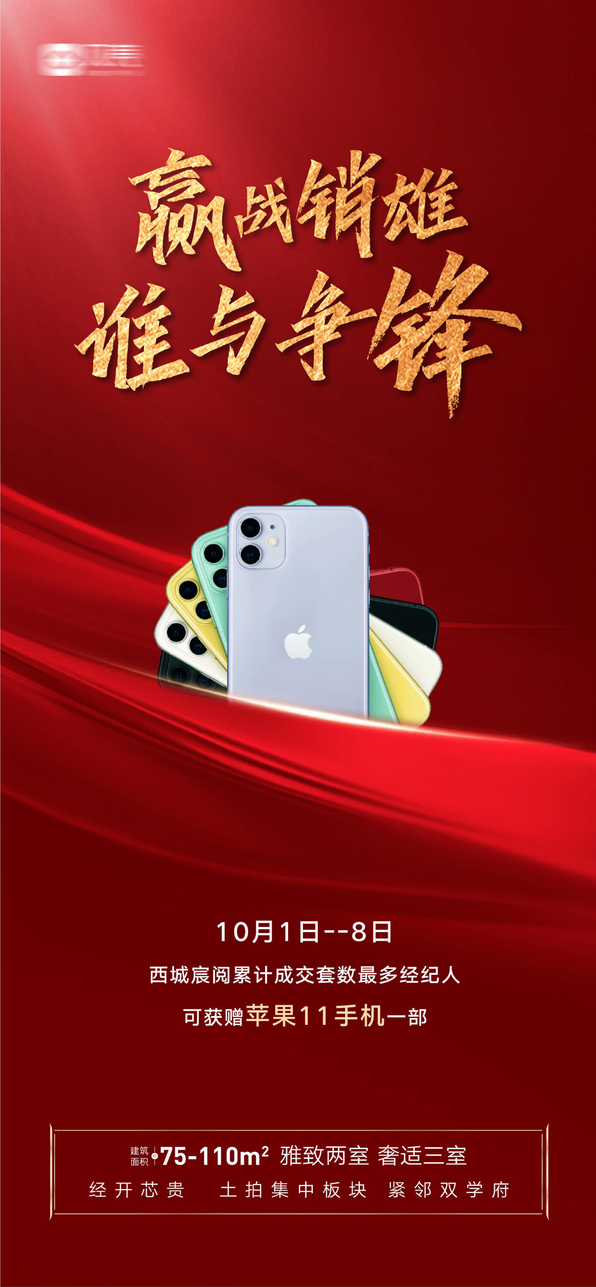 房地产置业顾问销售冠军奖励手机海报