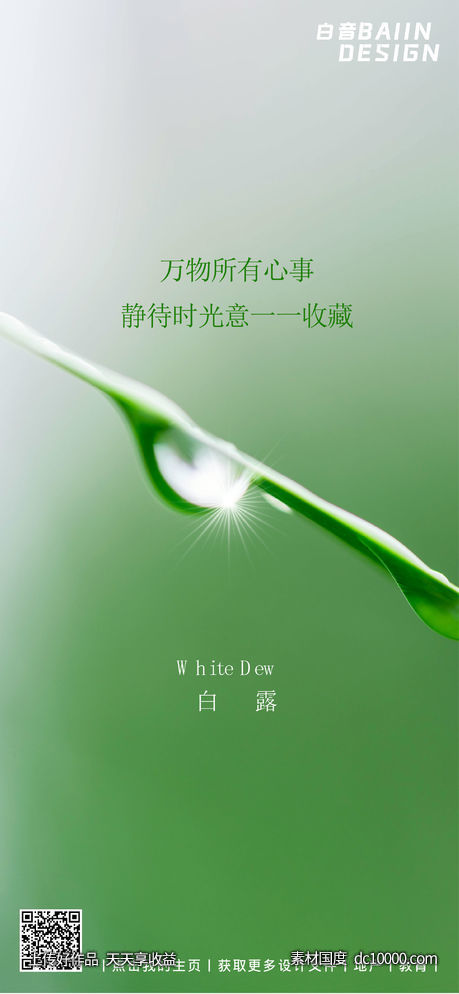 绿色水珠白露二十四节气-源文件-素材国度dc10000.com