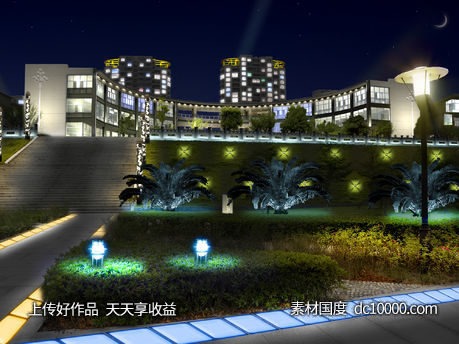 新安江沿岸建筑夜景照明设计PSD免扣素材-源文件-素材国度dc10000.com