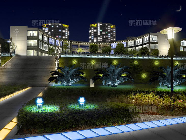 新安江沿岸建筑夜景照明设计PSD免扣素材