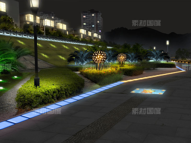 新安江沿岸景观夜景照明设计PSD免扣素材