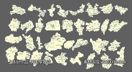 中国各省份高清地图矢量文件-源文件-素材国度dc10000.com