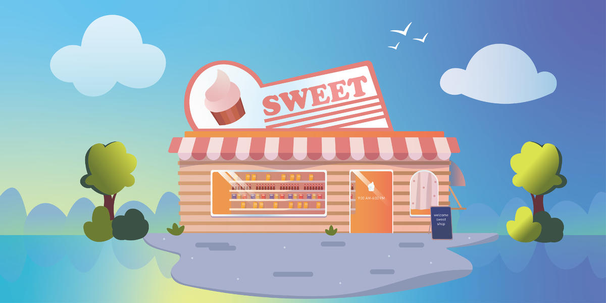 甜品店矢量插画