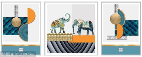 抽象大象几何图形装饰画 - 源文件