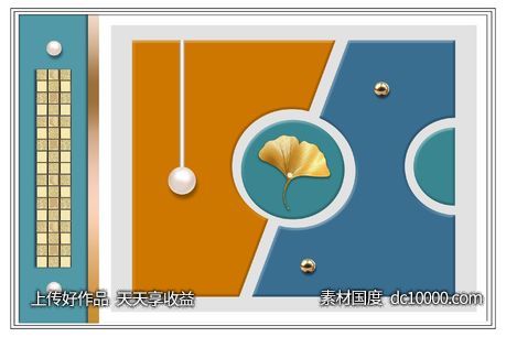 抽象银杏叶几何图形装饰画-源文件-素材国度dc10000.com